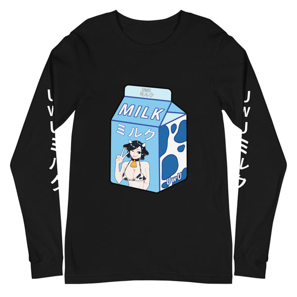 UwU Milk Unisex Long Sleeve | Kawaii Japanese Milk Carton Harajuku Tee