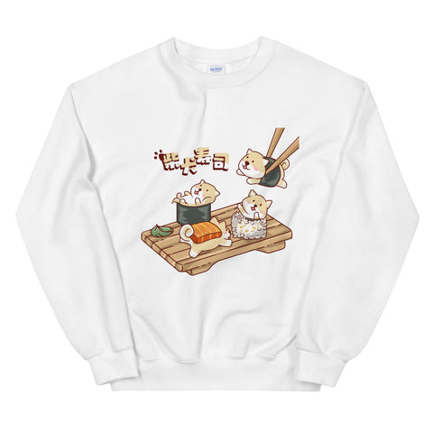 White Shiba Inu Sushi Sweatshirt